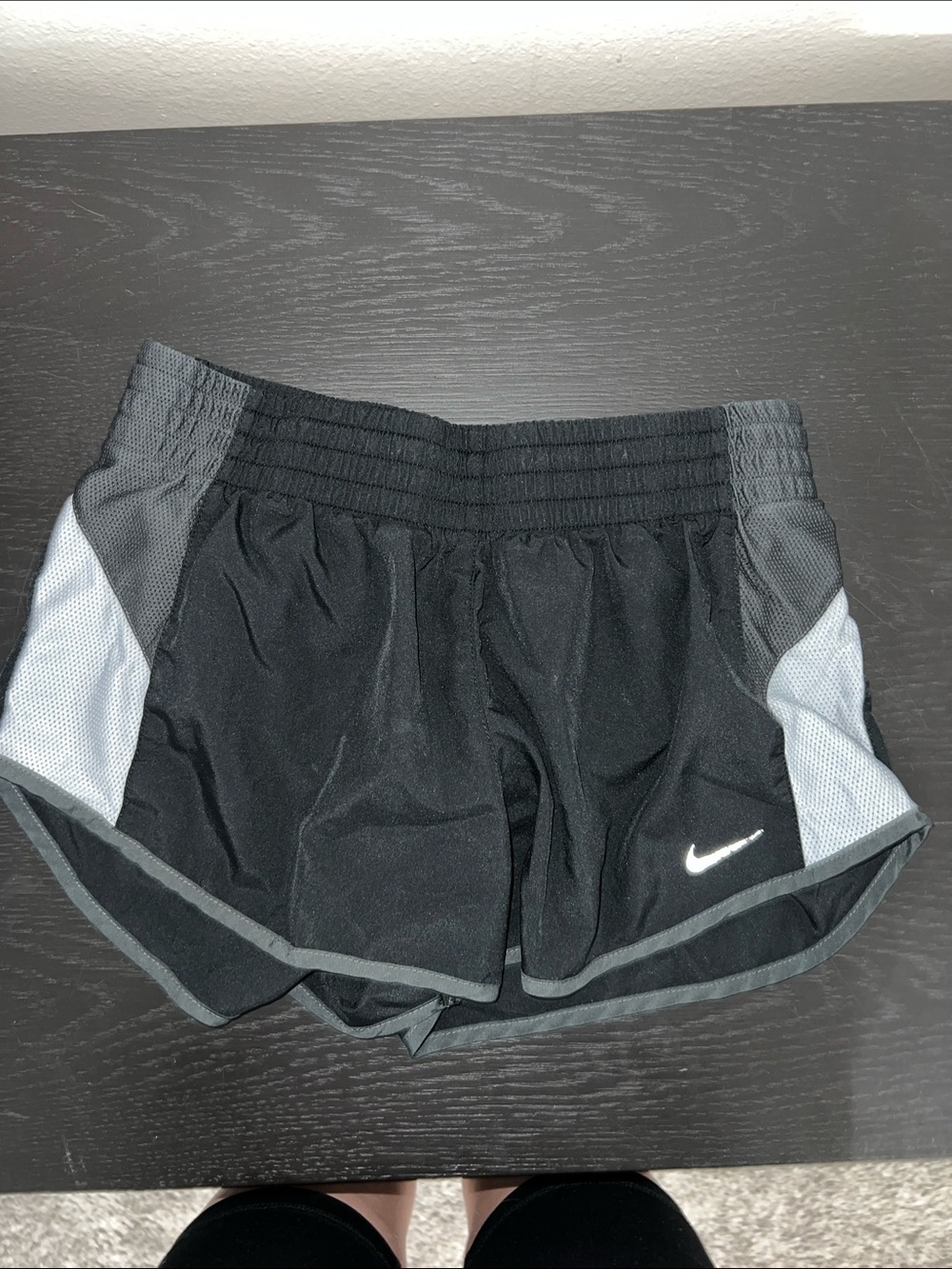 Nike Women’s Black Athletic Shorts with Light Gray Panels